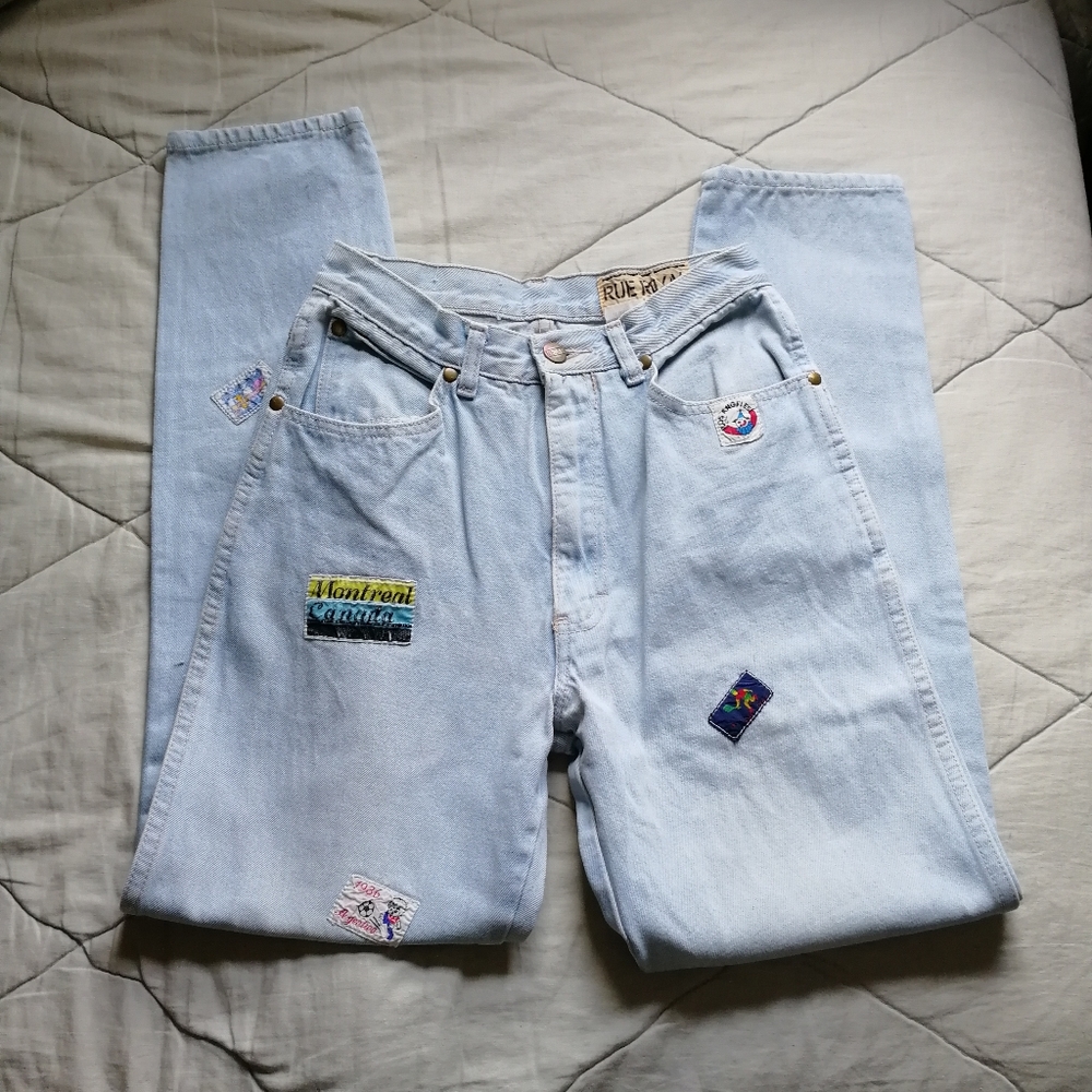 Vintage RUE ROYAL Jeans Destination Patches 100% Cotton